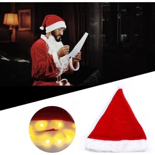 LED Light Up Christmas Hat Santa Claus Snowman Beanie Christmas Light Up Knitted Hat Christmas Gift for Adults Xmas Decorations
