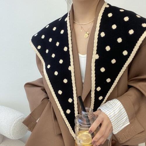 Triangle dot Knitted Wool Scarf Shawl Waistcoat soft neck bandana foulard Shoulder Collar Womens Accessories