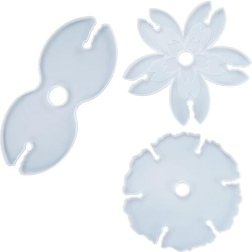 Tortoise Supply DIY Crystal Epoxy Resin Mold Wine Tray Wine Glass Holder Cherry Blossom Irregular Coaster Surface Silicone Mold