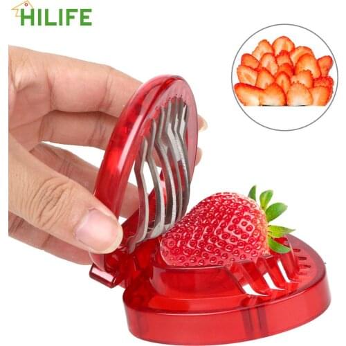 Strawberry Slicer Cake Cupcake Decoration Stainless Steel Blade Craft Salad Cutter Kitchen Gadgets Plastic Fruit Carving Tools