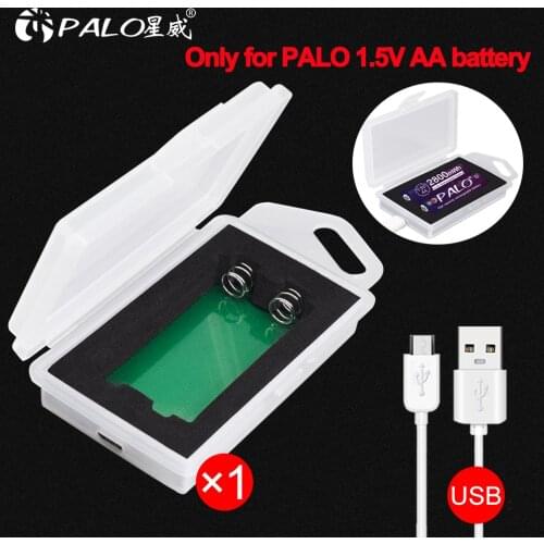 Palo 2slots 2800mWh 1.5V AA li-ion rechargeable battery charger USB charger only for PALO 1.5V AA lithium battery charging box