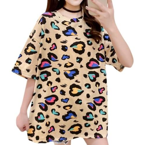 Womens Short-sleeved T-shirt Spring And Summer Couple Wear Round Neck Color Loose Tee Top