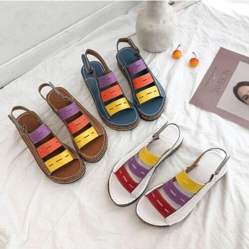 Women Jelly Shoes Rainbow Summer Sandals Female Flat Shoes Ladies Slip On Woman Candy Color Peep Toe Womens Beach Shoes