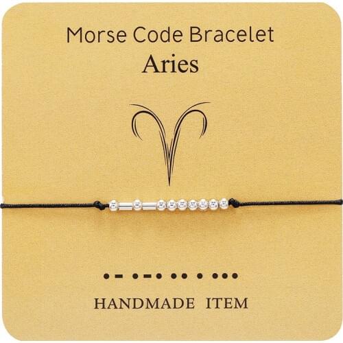 New 12 Constellations Moss Code Bracelet Women Couple Bracelets with Card 12 Constellation Pattern Girl Jewelry Accessories Gift