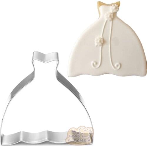 1pcs Wedding Dress Moldes Metal Cookie Cutter reposteria patisserie Biscuit confeitaria Fondant Cake Decor Cooking Tool Bakeware