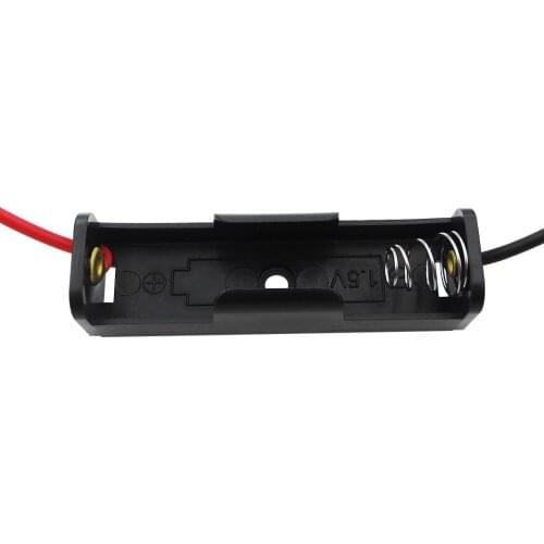 10Pcs 1 x AA Battery 1.5V Clip Holder Box Case Black With Wire Lead High Quality