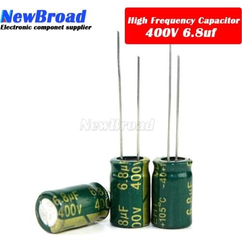10PCS Aluminum electrolytic capacitor 6.8UF 250V 400V 450V high frequency low resistance long life 6.8UF 8*12 10*13MM Green-gold