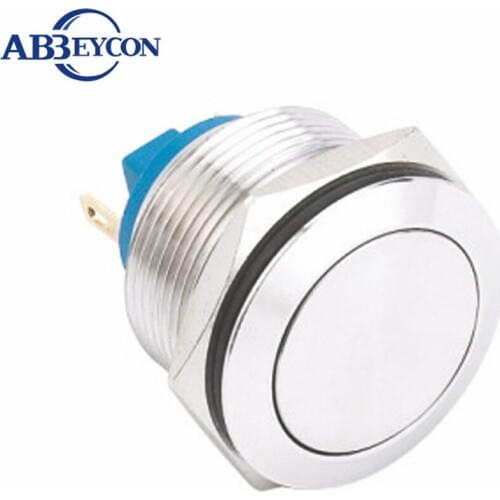 22mm flat head momenatry 1NO shortest ip67 metal push button switch