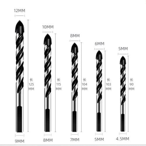 3-12mm Tungsten Steel Metal Alloy Triangle Drill Bits for Ceramic Wall Glass Concrete Hole Opener Black Cutter Nail Metal Drill