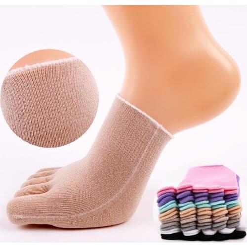 3 Pairs Half Palm 5 Toe Five Finger Invisible Womens Socks Cotton Comfortable Invisible Non Slip Toe Socks Half Grip Heel Socks
