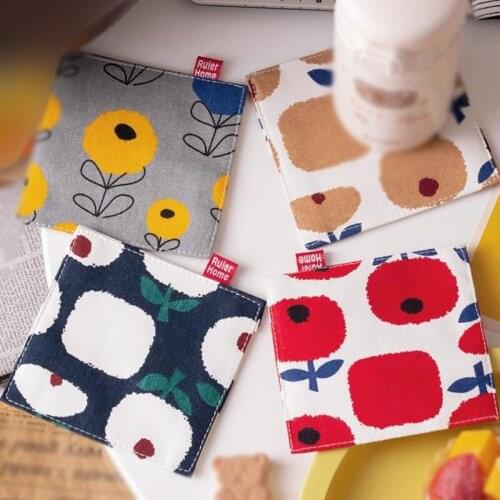 5 Styles Korean Style Ins Insulation Pad Square Fabric Coaster Bowl Pad Creative Small Placemat Absorbent Pad Cute Sliding Pad