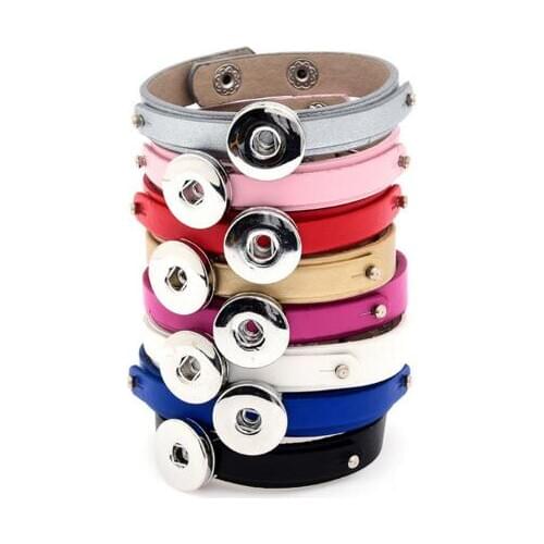 8 Colors PU Leather Snap Bracelets For Men DIY Metal Snap Button Bracelet Watches Women One Direction fit 18/20mm Snap Button