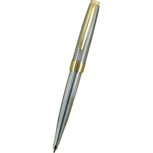 ACMECN Cool Checker Design Twist Pen Luxurious Silver Ballpoint Pen with Gold Parts for Birthday Gifts Famous Brand Pen