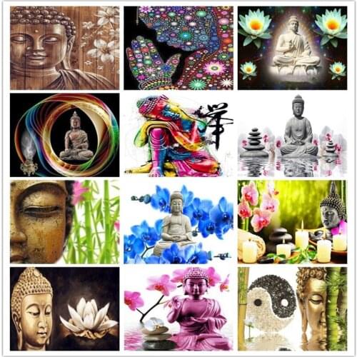 NEW Full Square Diamond 5D DIY Diamond Painting "Buddha and flowers" Embroidery Cross Stitch Rhinestone Mosaic Painting Decor