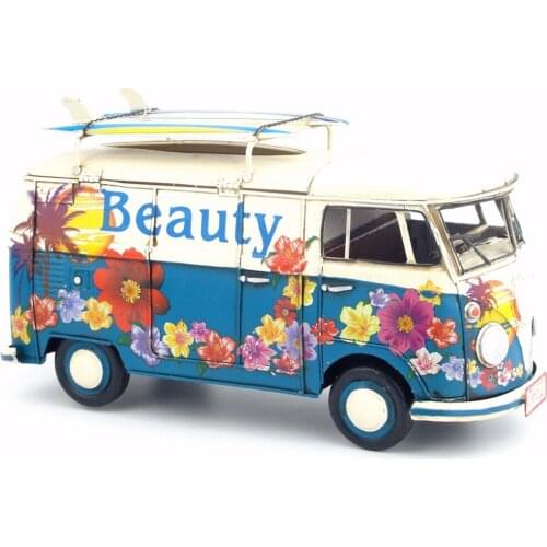 Bus handmade antique metal car models Tissue box Retro Vintage Automobile Car Model Cafe Bar Decoration Iron Art Ornament