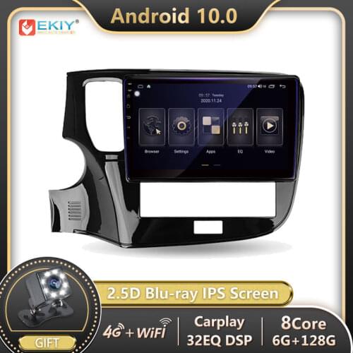 EKIY Blu-ray IPS 6+128G DSP For MItsubishi Outlander 3 III 2018-2021 Android 10 Car Radio Multimedia Video Player Navigation GPS