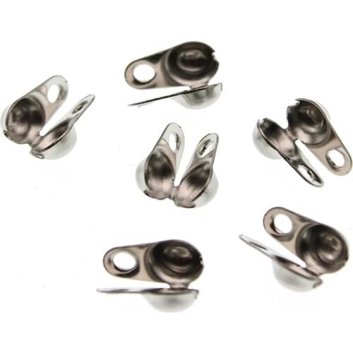 50pcs 2 2.4 3.2 4.5mm Stainless Steel Ball Beaded Chain Connector Clasps End Caps Crimp Beads for DIY Necklace Jewelry Making