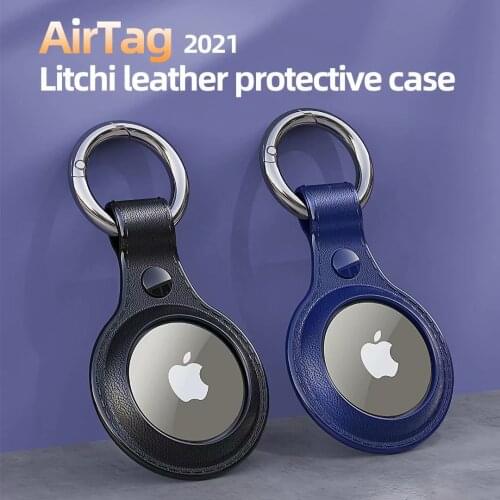 Case For Apple Airtags Protective Cover Leather Key Ring Anti-lost Air tag Keychain Case Anti-drop anti-scratch Case