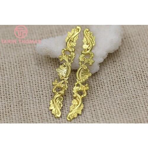 10PCS 75*11MM Not plated color Brass Decorative Spacer Stereo Flower Border Diy Jewelry Findings Accessories wholesale