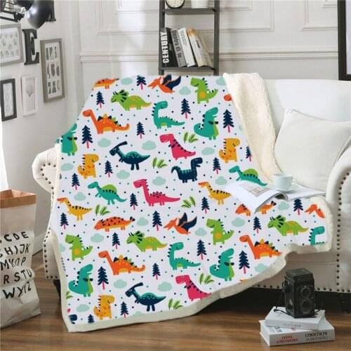 Dinosaur print children blanket double warmth throw blankets napping blanket sofa blanket winter bedding