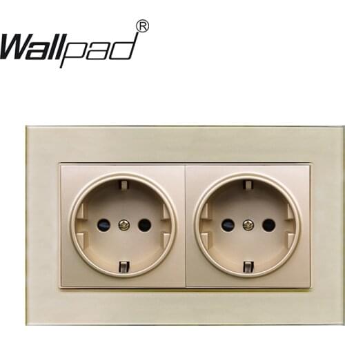 Double EU Power Socket Glass Panel Wallpad 16A European Standard Power Wall Outlet 146mm * 86mm
