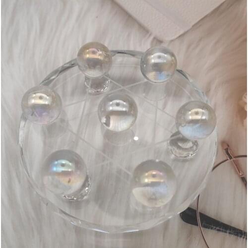 Electroplated Rainbow Aura Crystal Seven Star Array Mineral Crystal Sphere Healing Minerals Specimens For Reiki Home Decoration