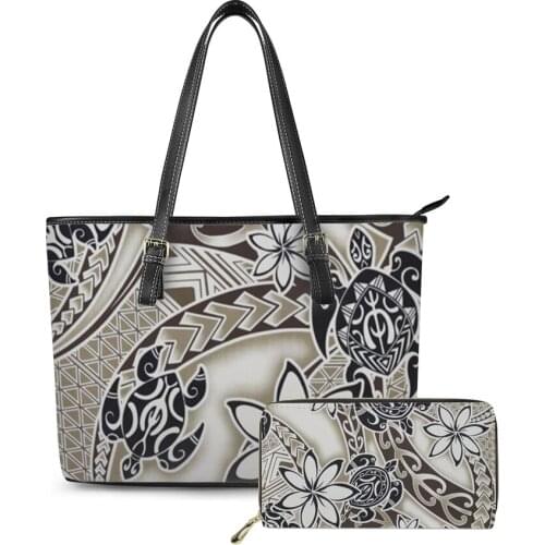 Hot Selling Wholesale Polynesian tribal style Sea turtle Pattern Print Custom Logo 2020 Women Luxury leather Handbags and purses