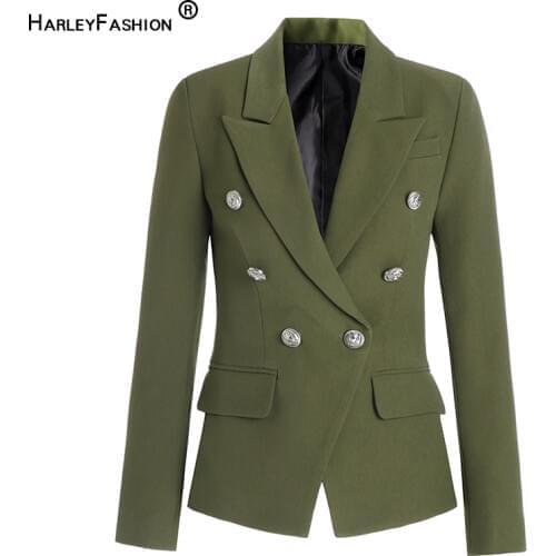HarleyFashion Classic Design European Ameircan Army Green Blazers Slim Casual High Quality Outerwear Jackets