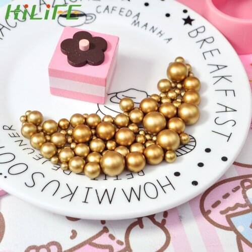 HILIFE Cake Ice Cream Decoration Matte Golden Non-Porous Pearl For Cooking Dessert Cake Decorating Supplies Jewelry Accessories