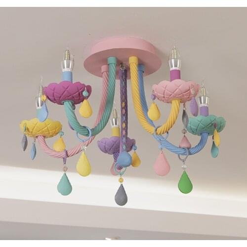 2021Colorful Ceiling Lamp For Kids Modern Chandelier Fort Childrens Room with E14 /E12 Lampholders Moe Lighting
