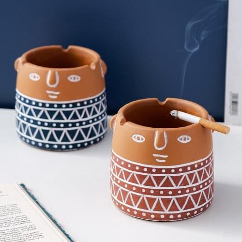 Creative Face Cement Ashtray Nordic Home Decoration Portable Ashtray Living Room Office Desktop Accessories for Boyfriend Gifts