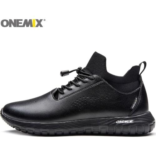 Onemix Men Running Shoes for Women Black Microfiber Leather Designer Trail Jogging Sneakers Outdoor Sport Walking Socks Trainers