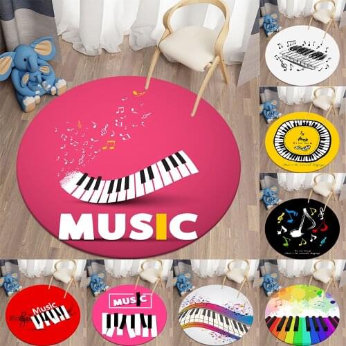 Music Note Round Carpet for Living Room Rugs Kids Carpet Non-slip Floor Mat for Children Bedroom Carpet Childrens mat tapis