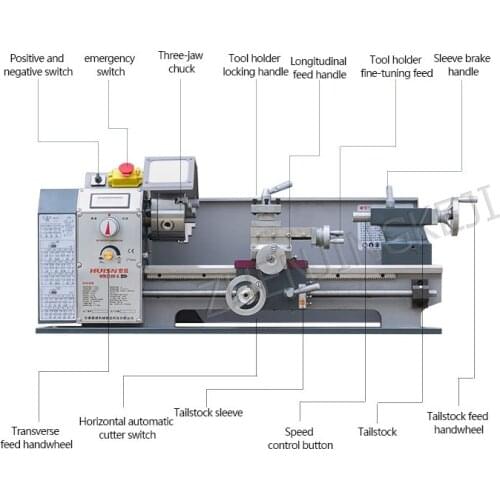 Small Metal Lathe Household Machinery Machine Tools Desktop Lathe Instrument Teaching Lathe Machining Center Equipment WM210-G