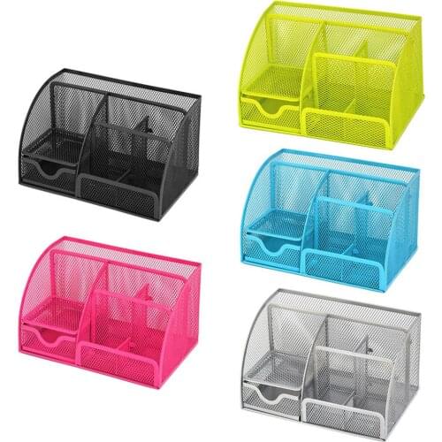 Multi-function Metal Mesh Desk Pen Pencil Holder Organizer Container Box Office