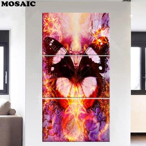 5D DIY full square Rhinestone Diamond Embroidery sale 3pcs Diamond Painting butterfly beauty Cross Stitch Home Decoration crafts