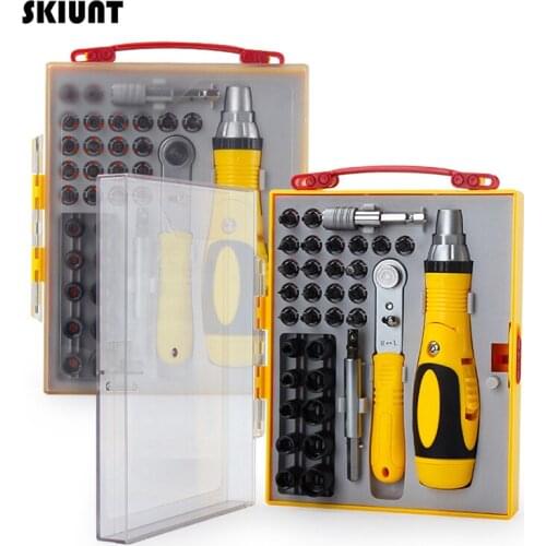 SKIUNT 36Pcs Ratchet Screwdriver Set Precision Slotted Phillips Screw Bits Adjustable Socket Wrench Household Repair Hand Tools