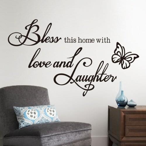 Wall Decor Butterfly Proverbs Removable Wall Sticker Love and Laugh Wall Decoration Sticker Bedroom Decor Butterfly Applique