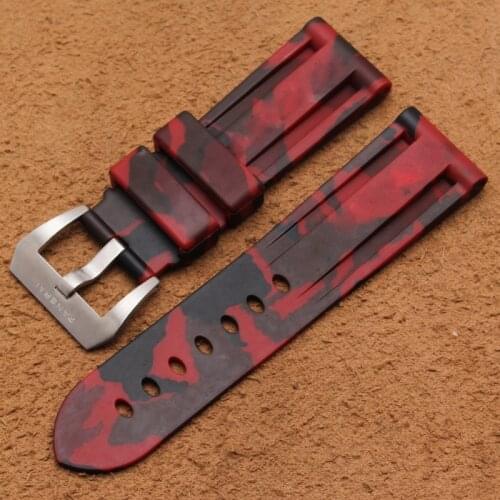 The latest! Watch strap accessories for Panerai watch with 24mm camouflage red
