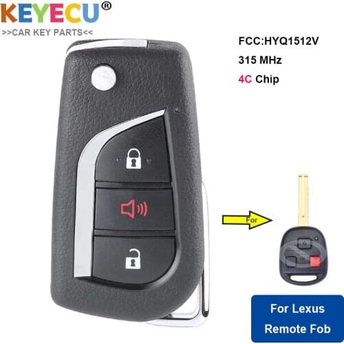 KEYECU Upgraded Flip Remote Key fob 315MHZ With 4C Chip for Lexus ES300 IS300 GS300 FCC ID : HYQ1512V