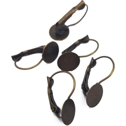 Wholesale Lot 1000picece Antique Bronze 19*12mm French Leverback Earring Hooks 10mm Flat Pad Blacks FEH02