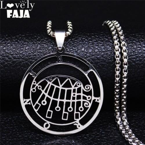 Stainless Steel Demon Seal Necklace Chain Silver Color Satan BIFRONS Necklaces Pendants Women/Men Jewelry gargantilla N306103