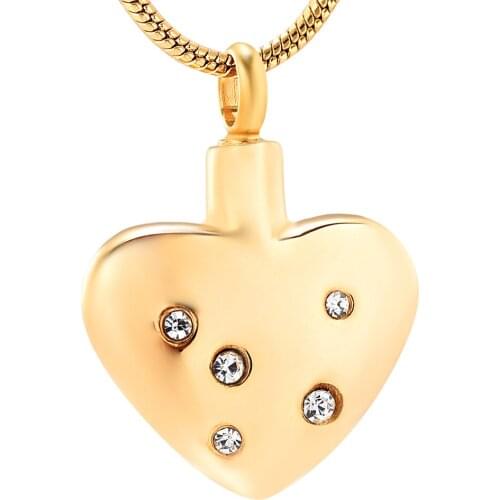 Inlay Crystal Cremation Necklace Jewelry for Ashes Heart Memorial Urn Pendant Stainless Steel Keepsake Jewelry for Women