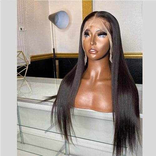 Lace Front Wig Long Straight Hair Wigs Black Color Heat Resistant Fiber Hair Synthetic Lace Front Wigs for Fashion Women