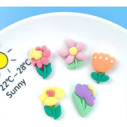 6pcs 22mm Resin Charm Sunflower Shape Pendant Colorful Rose Flower Diy Making Necklace Earring For Kid Women Jewelry Make
