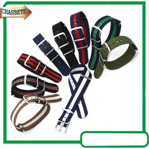 Nylon Fabric Watch Band for Fossil 18mm 20mm Watchband Canvas Strap Wrist Belt Loop Bracelet Black Blue Brown Red Green + Pin