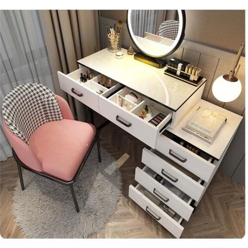 Nordic light luxury dresser bedroom modern simple web celebrity ins makeup table with lamp dresser storage cabinet integrated