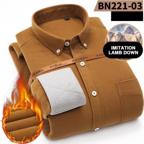 Winter Corduroy shirt men warm Casual Business luxury mens shirt Plus velvet thickening quality cotton long sleeve shirts male