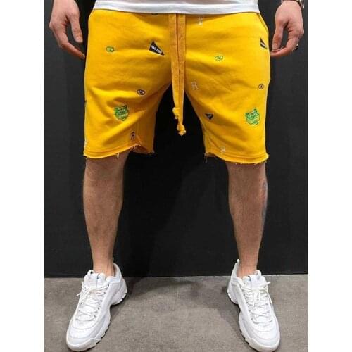 Summer New Fashion Fitness 5 Points Pants Casual Outdoor Beggar Pants Embroidered Shorts Stretch Straight Short Sweatpants