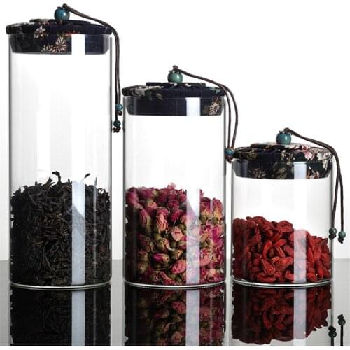 Glass Tea Caddy Round Straight Transparent Portable Sealed Canister Small Storage Can Tea Box Flower Tea Rose Jug